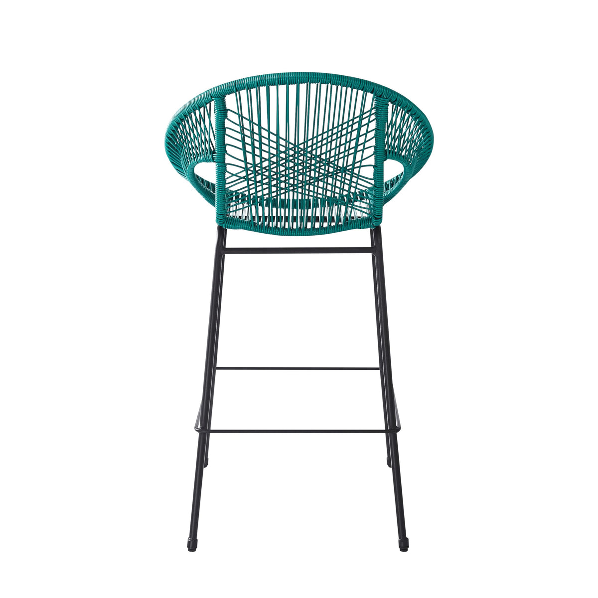 Teal Faux Wicker Outdoor Bar Stool Set of 2 P756