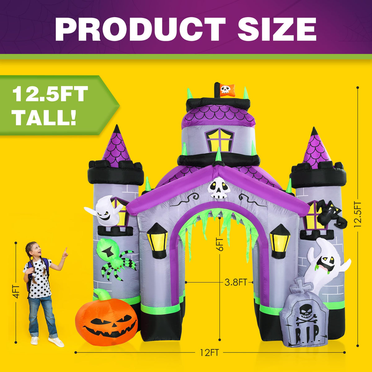 Giant 12.5 FT Halloween Inflatables Archway Outdoor Decorations E563112