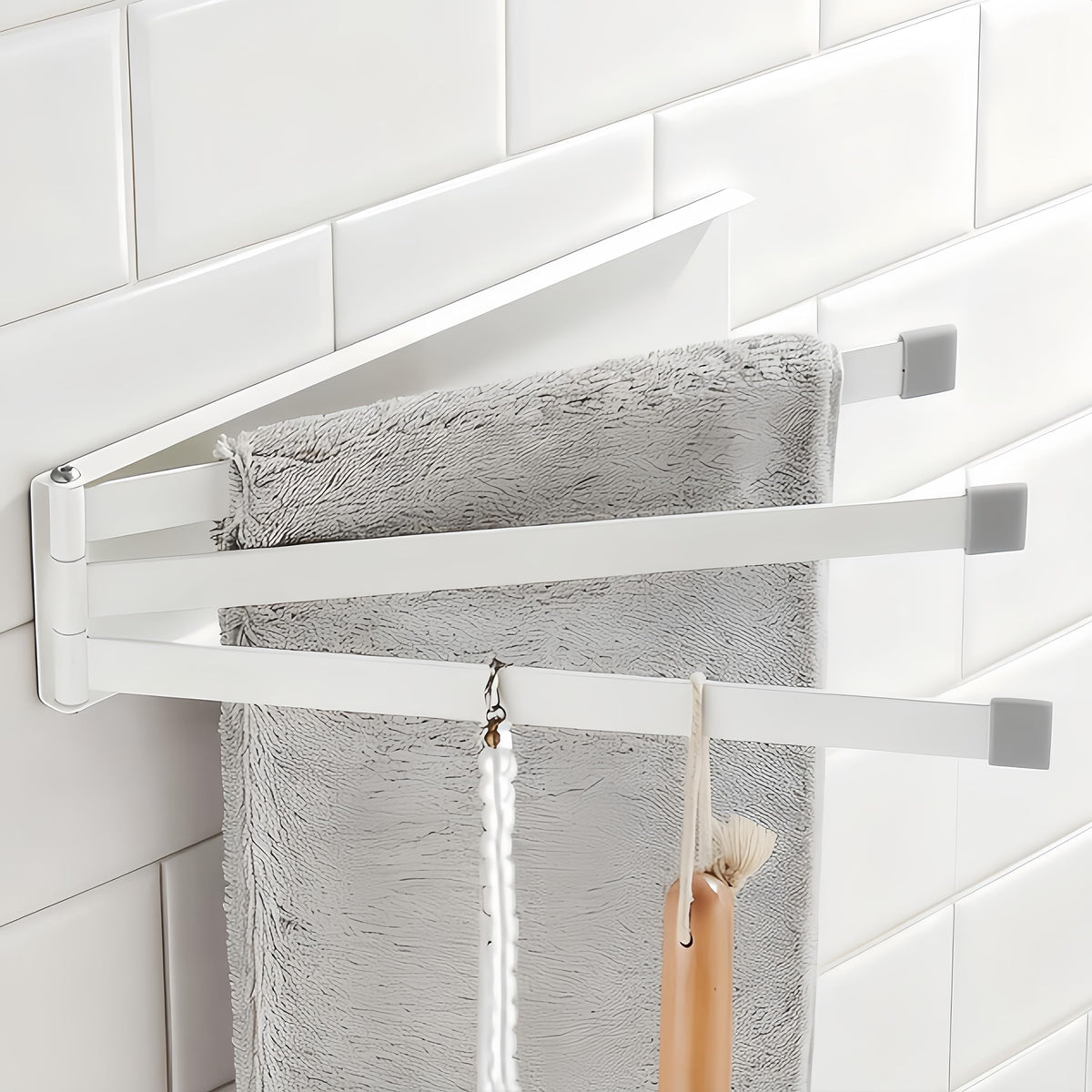 Swivel Kitchen Towel Rack 3-Arm White X481