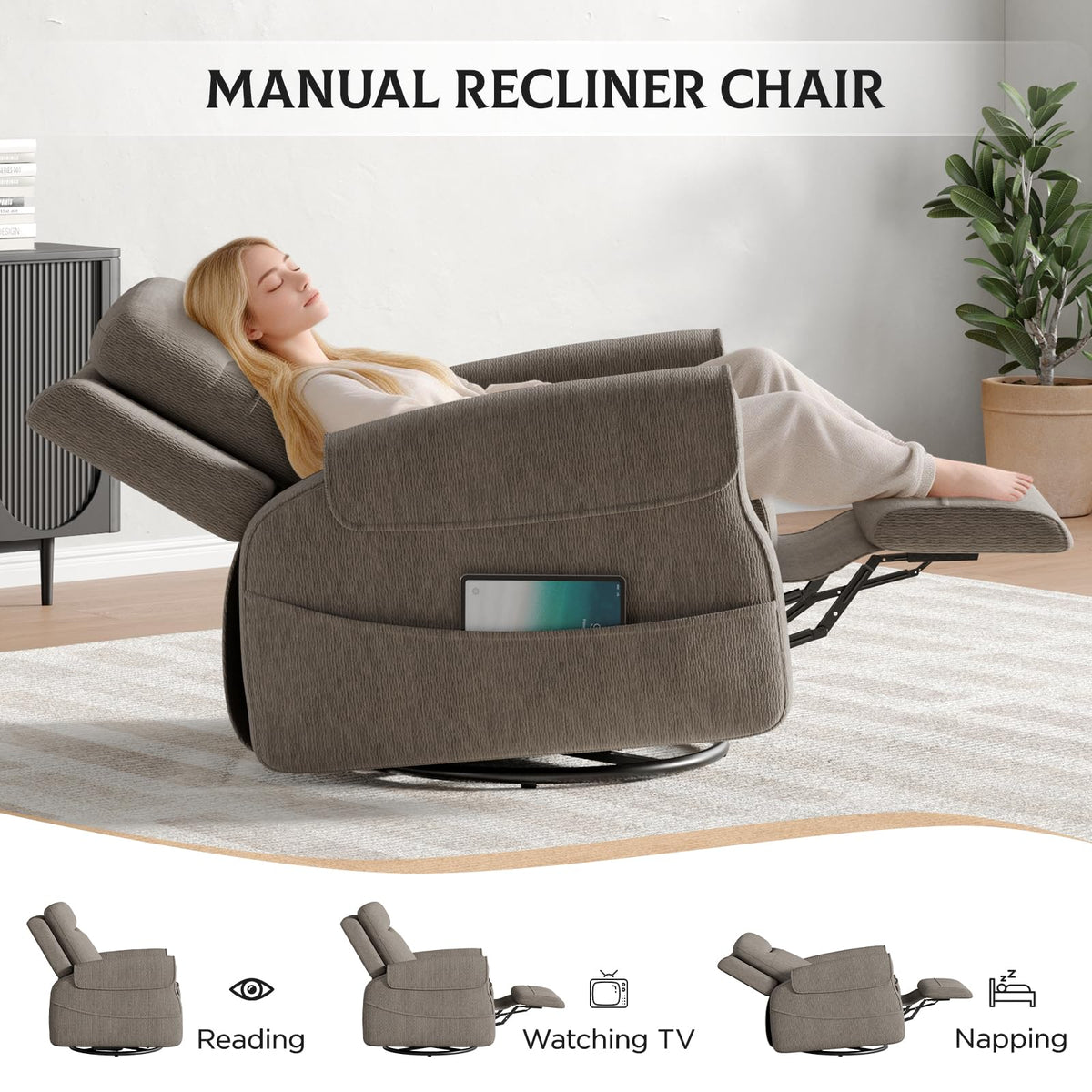 Faux Shearling Recliner Chair Grey V16388
