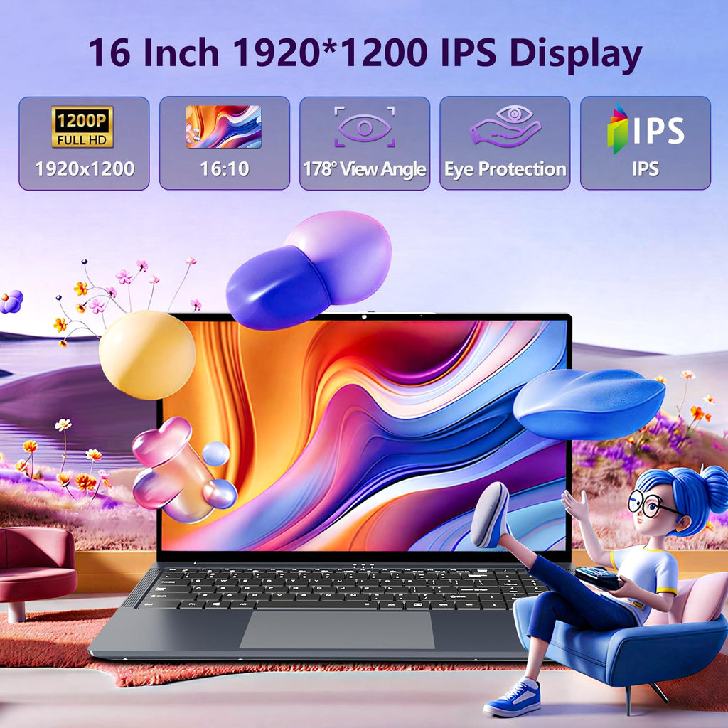 16GB RAM 256GB SSD Core i5 16" IPS FHD Laptop Computer B61699