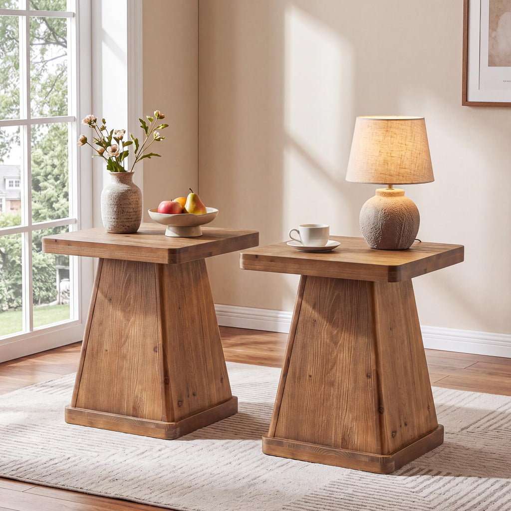 Solid Wood Side Table Set of 2 M353
