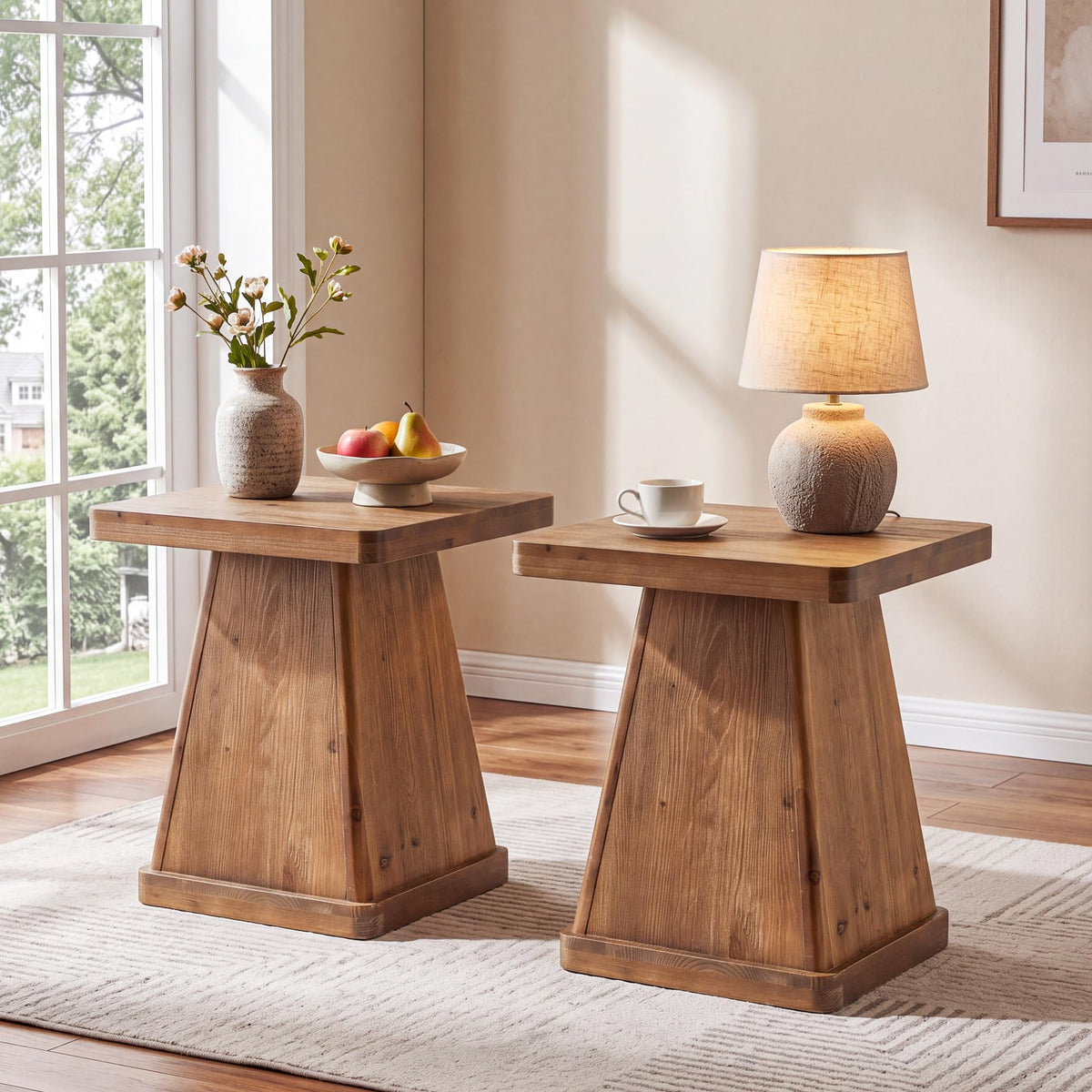 Solid Wood Side Table Set of 2 M353