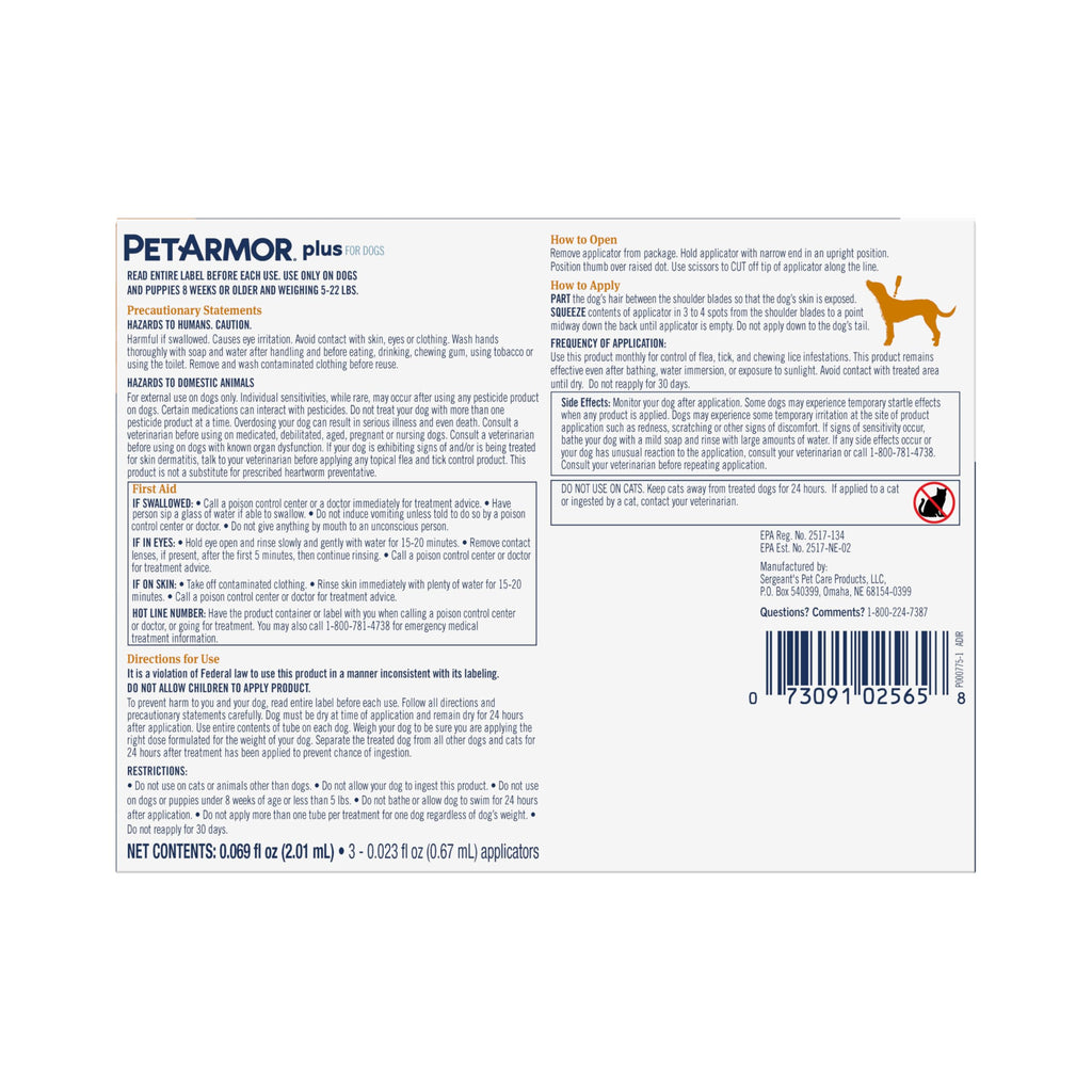 Flea & Tick Topical Dogs 5-22 lbs H787