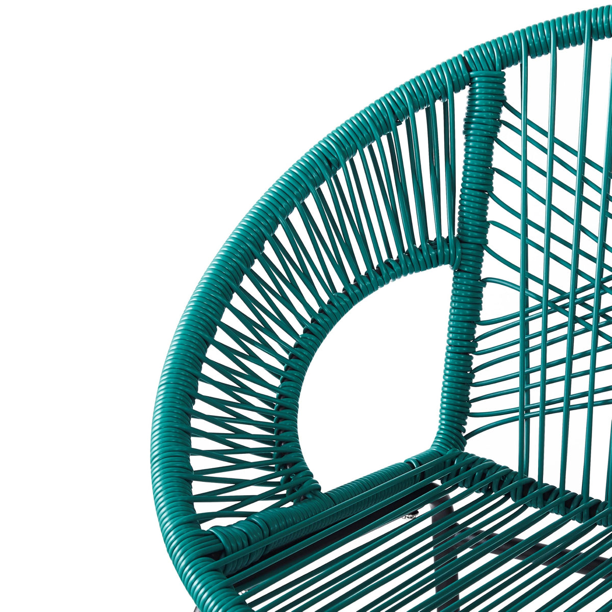 Teal Faux Wicker Outdoor Bar Stool Set of 2 P756