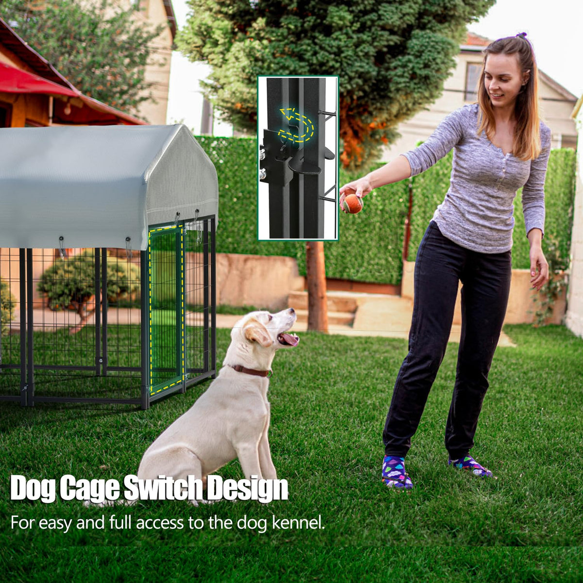 Large Heavy Duty Outdoor Dog Kennel with Roof X3131