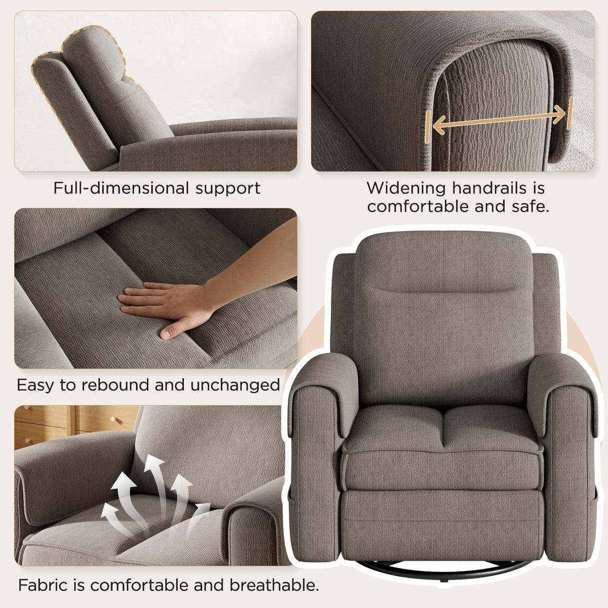Faux Shearling Recliner Chair Grey V16388
