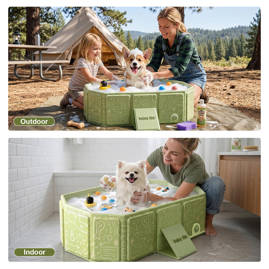 Foldable Dog Bathtub with Side Drain Plug A36531