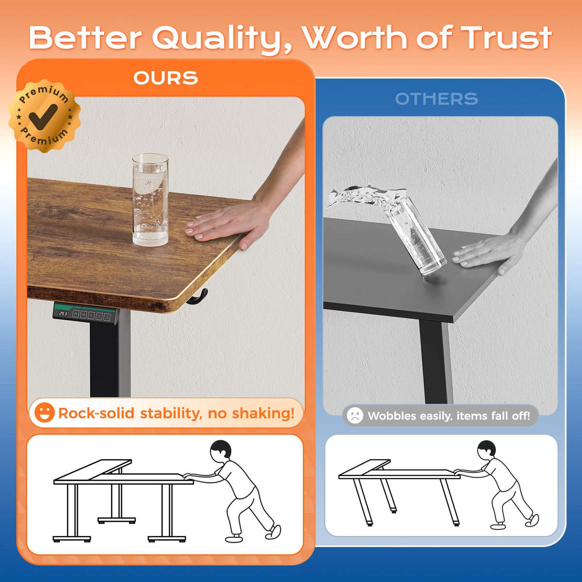 63 x 55 Inch L Shaped Standing Desk with Power Outlets D683