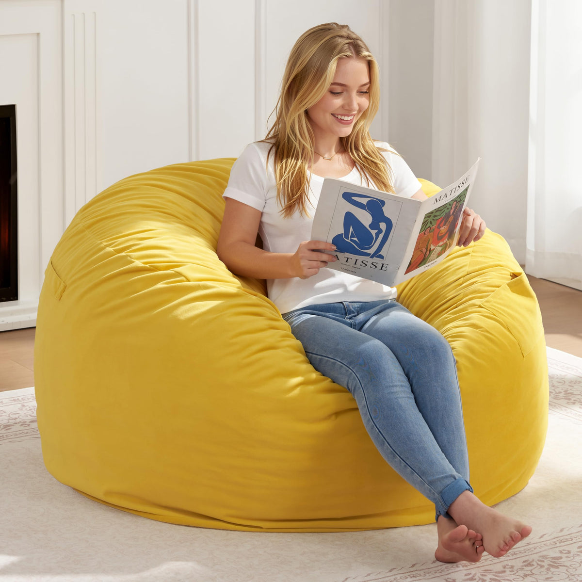 Yellow Memory Foam Bean Bag Chairs A8247