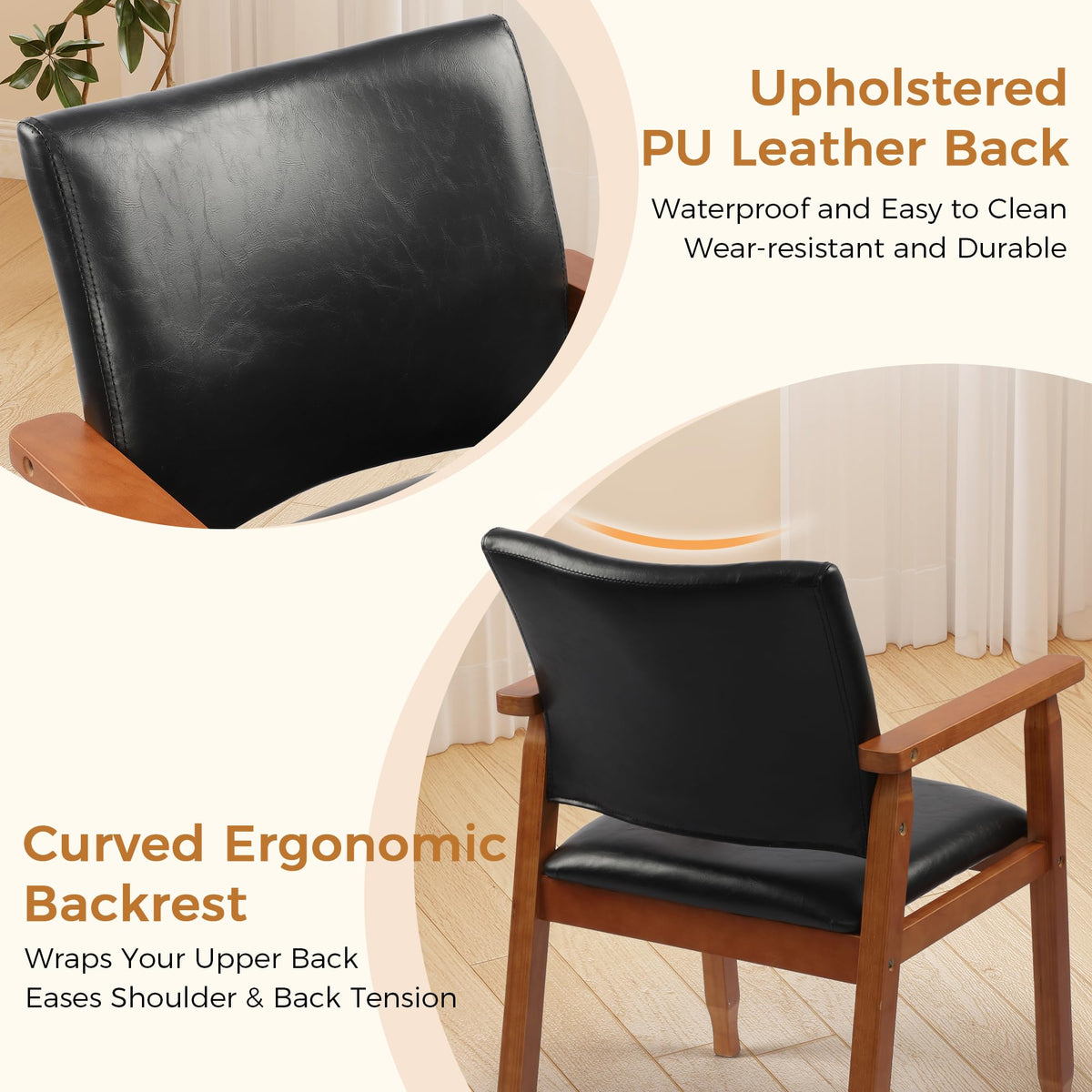 Black PU Leather Dining Chairs Set of 4 I9134