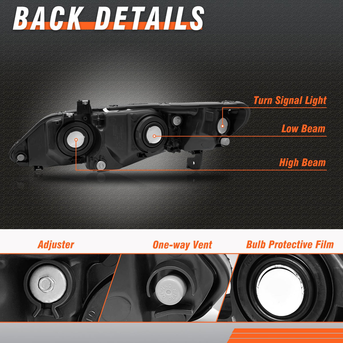 2006-2011 Honda Civic 4 Door Black Headlights Pair H38571