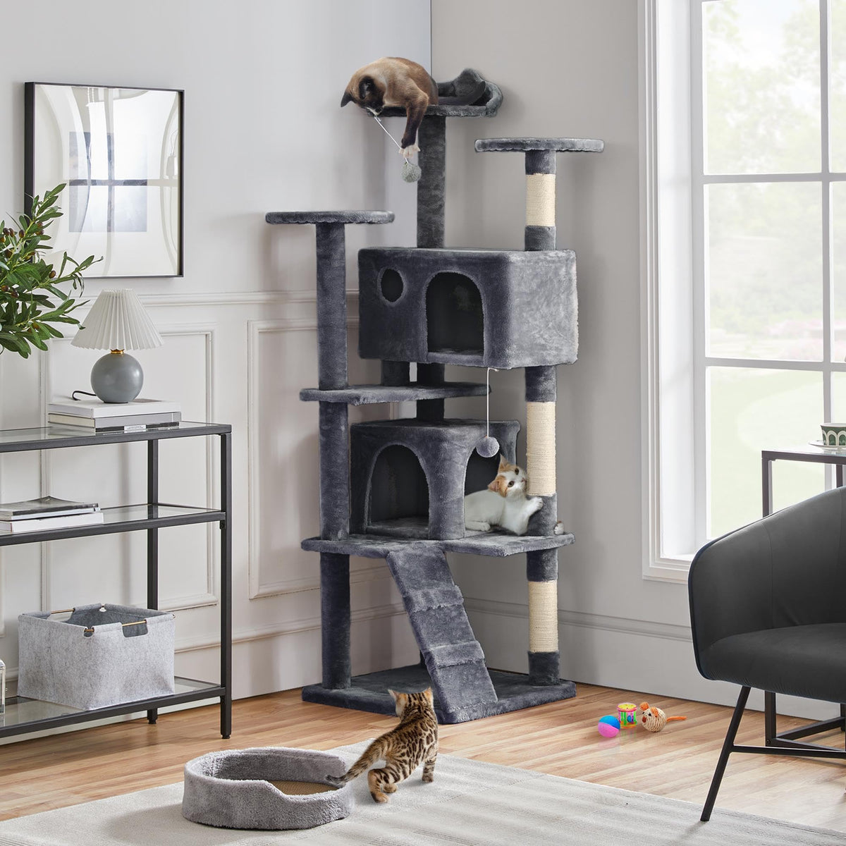 70in Multi-Level Cat Tree with Sisal Scratching Posts W1637