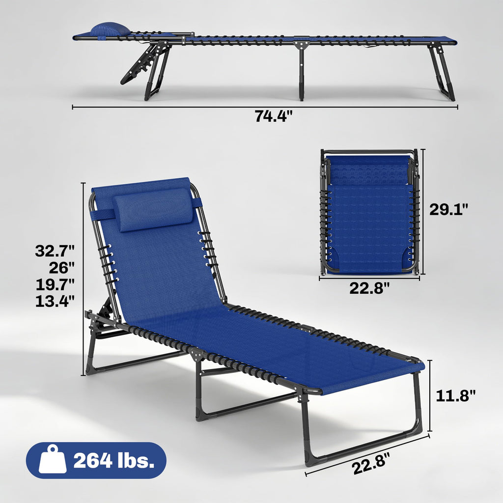 Folding Chaise Lounge Chair Set of 2 Blue E421653