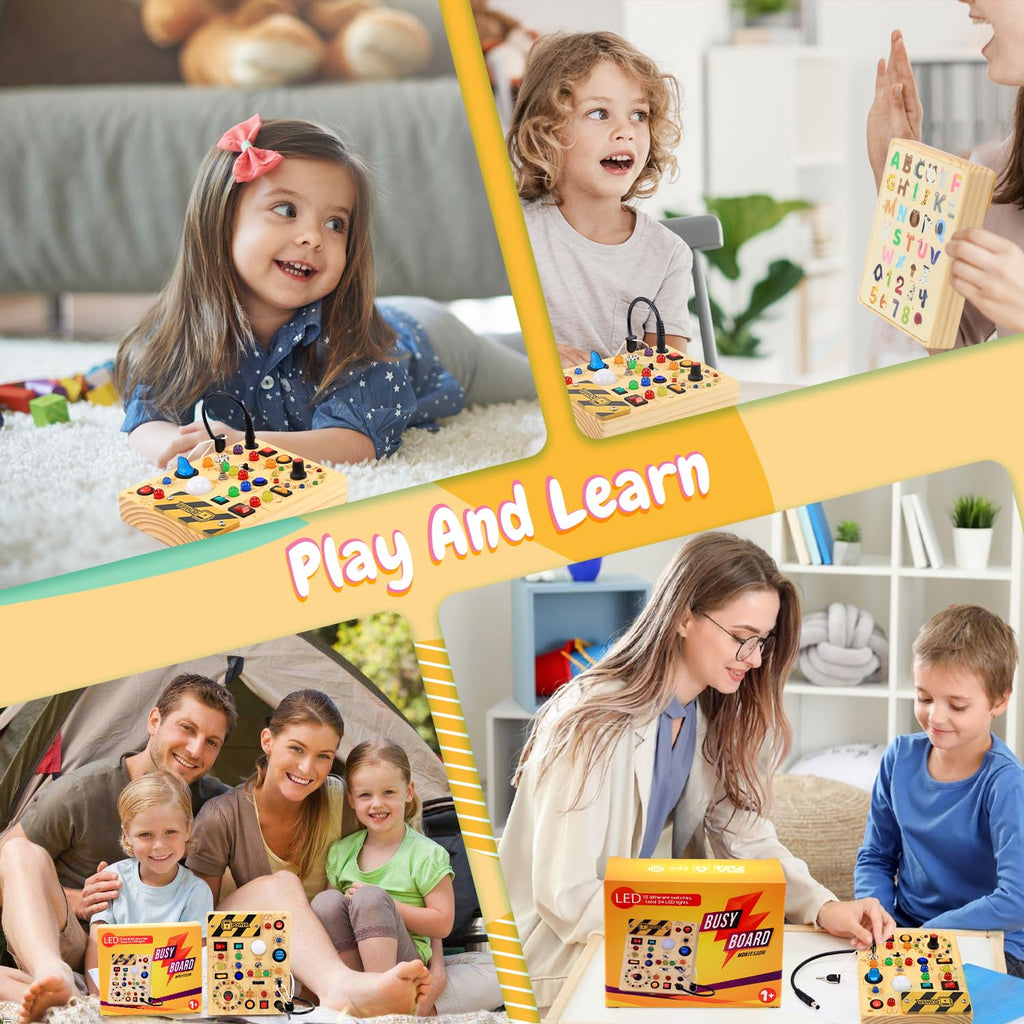 Wooden Sensory Activity Board with LED Light Switches L8726