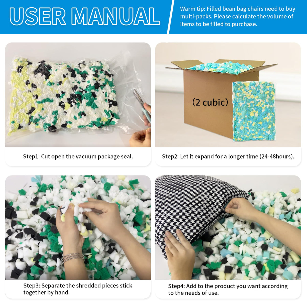 11lbs Shredded Memory Foam Bean Bag Filler D643