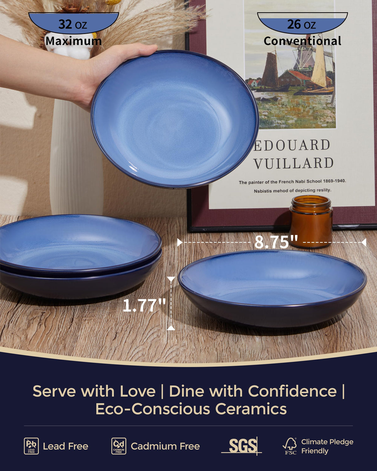 8.75'' Ceramic Pasta Bowls Set of 4 T800