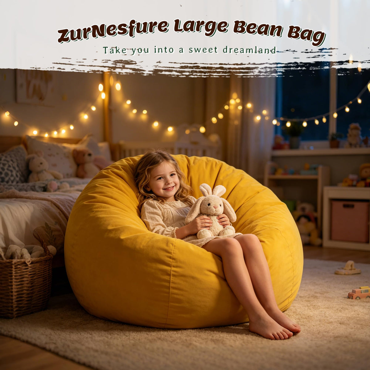 Yellow Memory Foam Bean Bag Chairs A8247