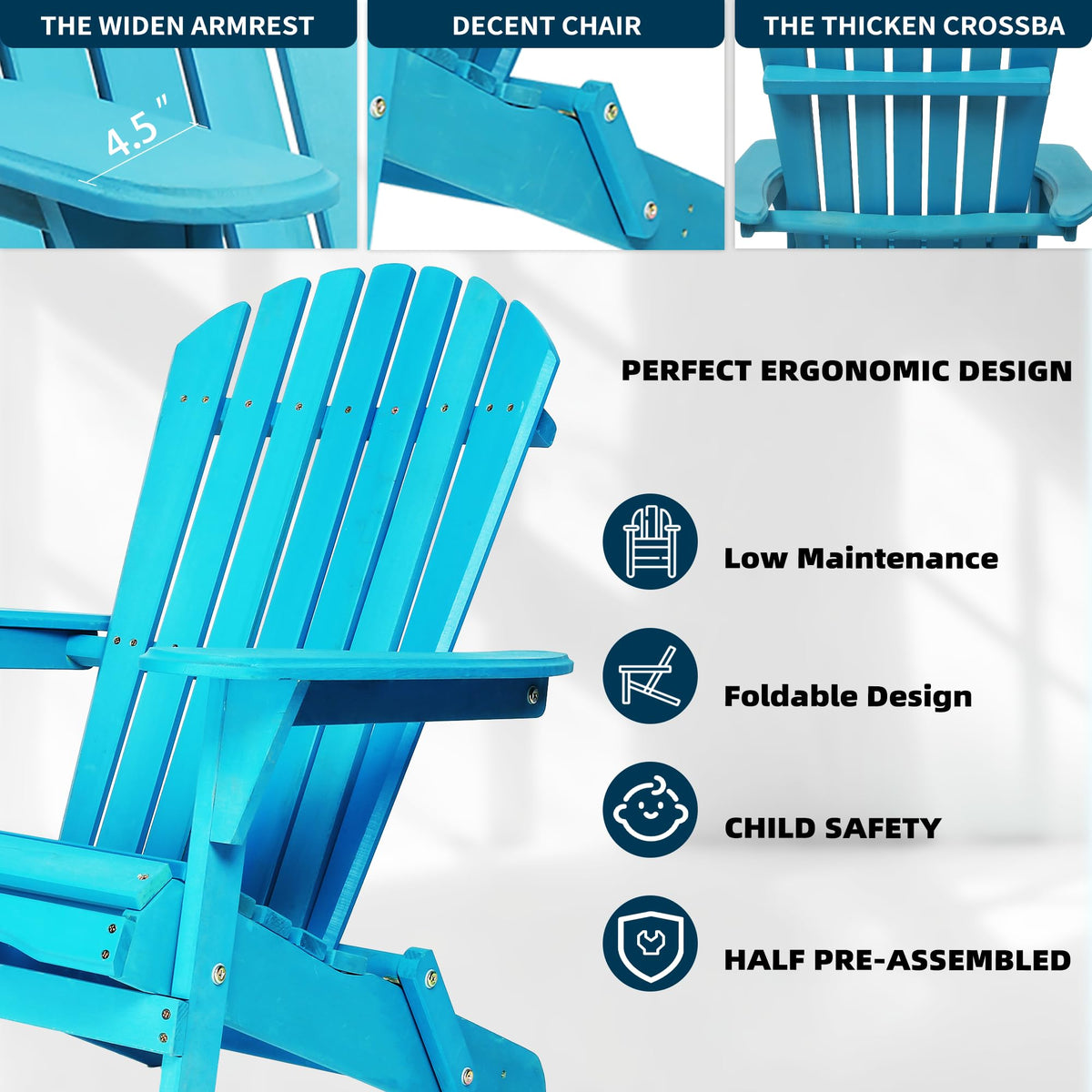Wooden Folding Adirondack Chair Set of 2 Solid Cedar Z53698