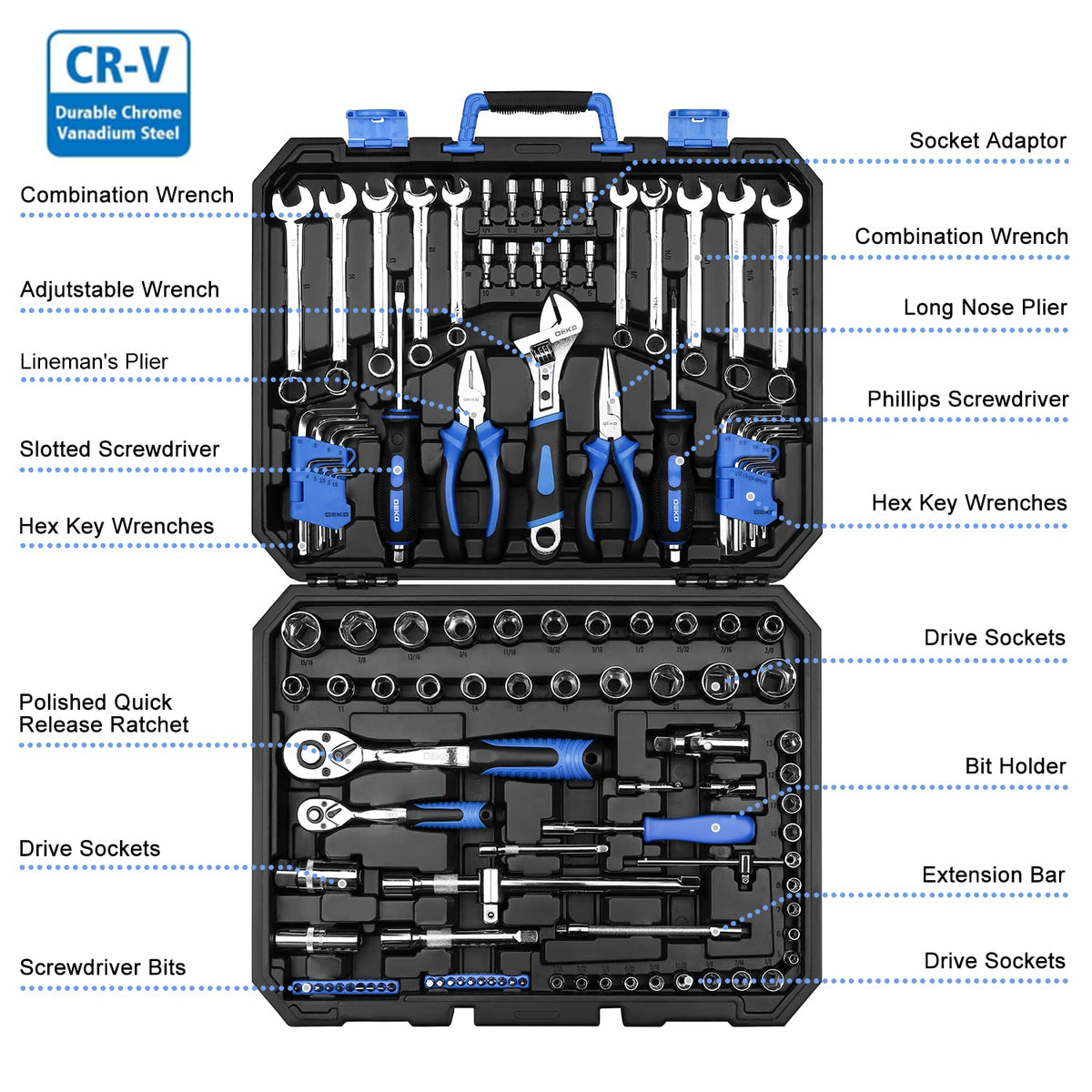 118 Piece Tool Kit Socket Wrench H293