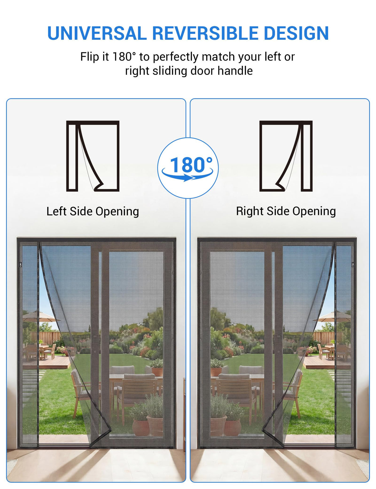 Magnetic Screen Door 72 x 80 Inch Fiberglass Mesh C34823