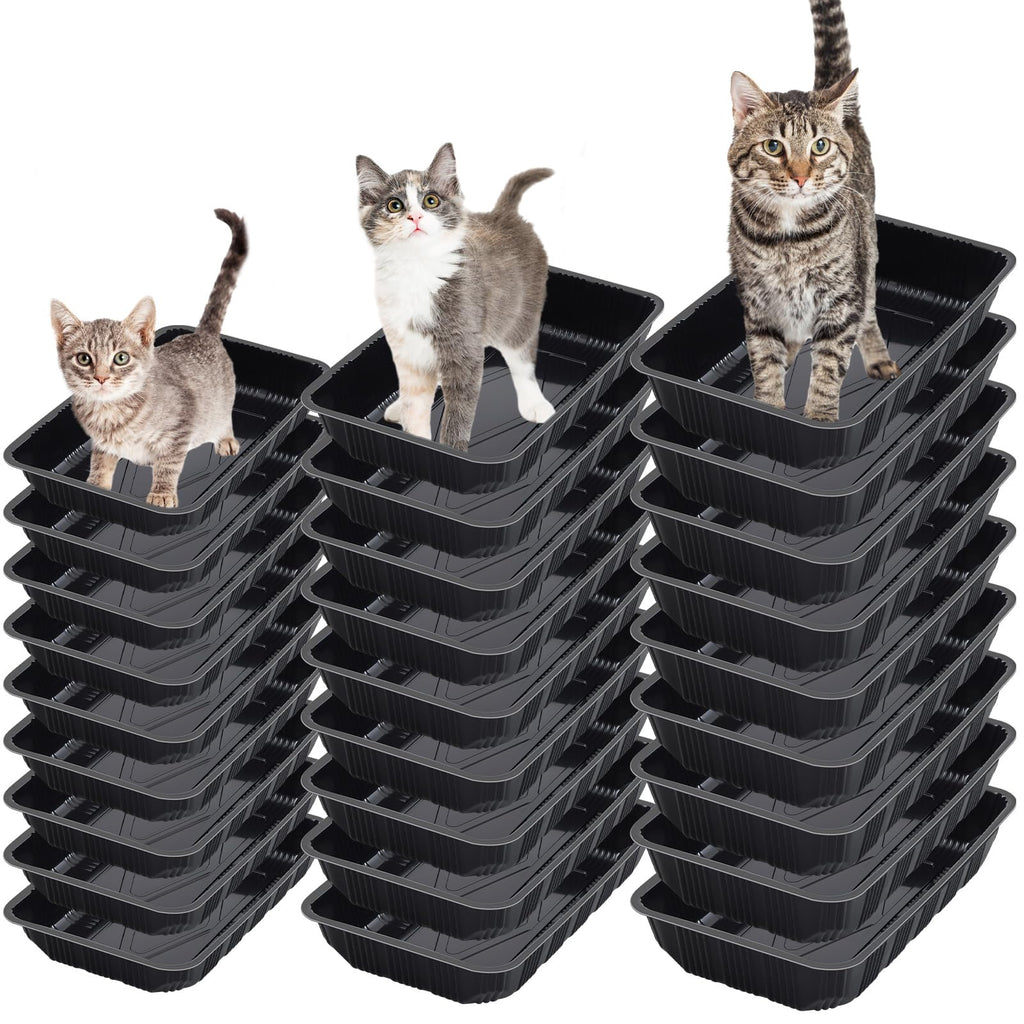 30 Pcs Disposable Plastic Cat Litter Trays 3 Sizes Black G782