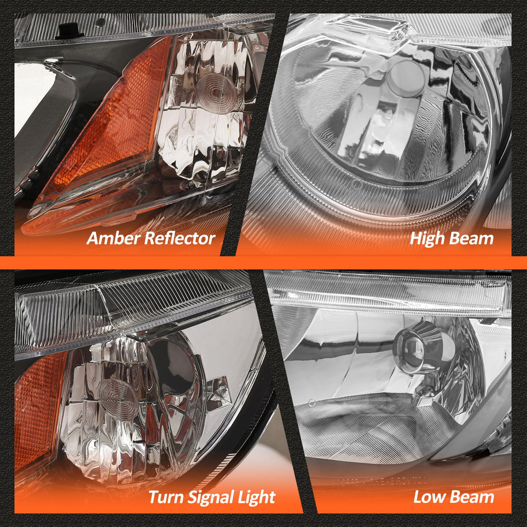 2006-2011 Honda Civic 4 Door Black Headlights Pair H38571