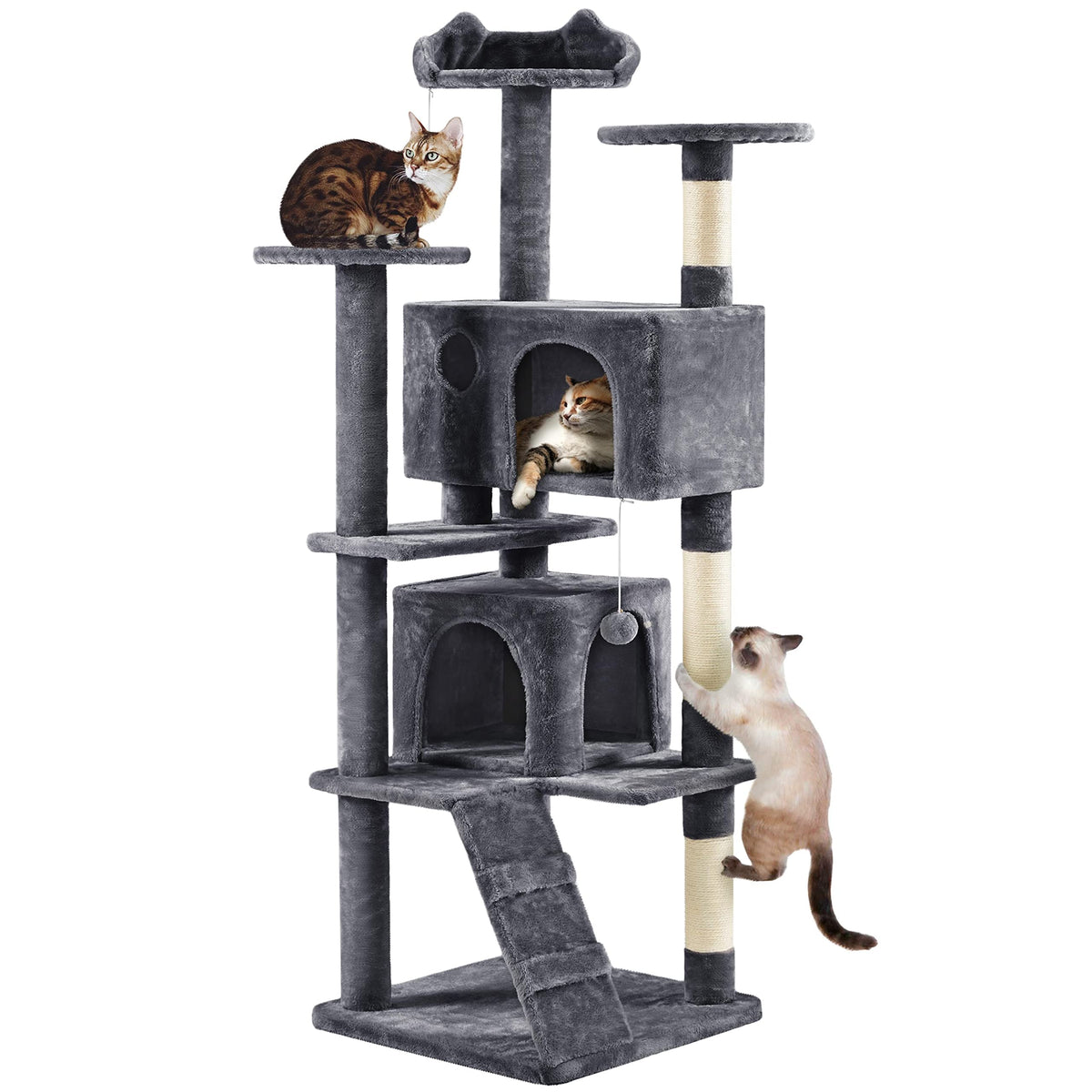 70in Multi-Level Cat Tree with Sisal Scratching Posts W1637