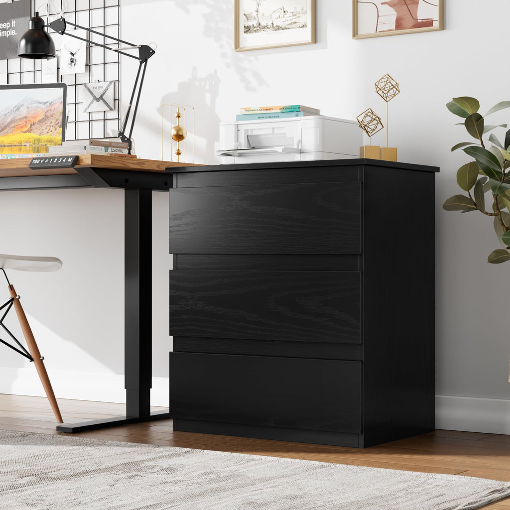 Black 3 Drawer Nightstand U6685