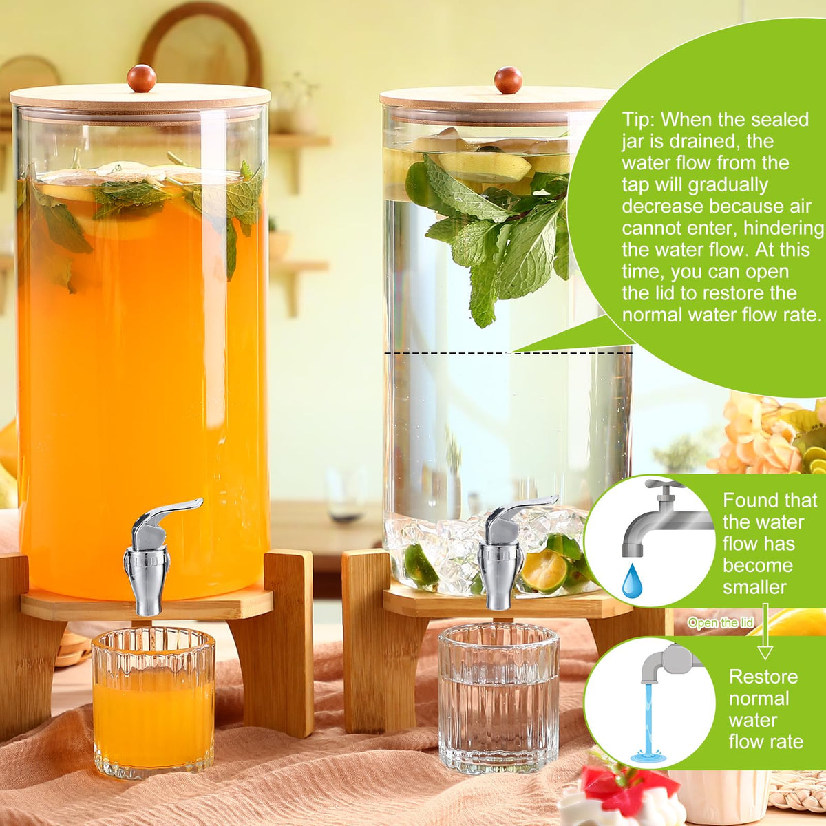 2 Pack 3 Gallon Glass Drink Dispensers Z2842