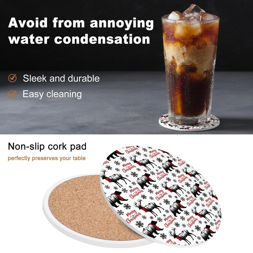Black Absorbent Ceramic Coasters Set of 6 with Holder Y60437