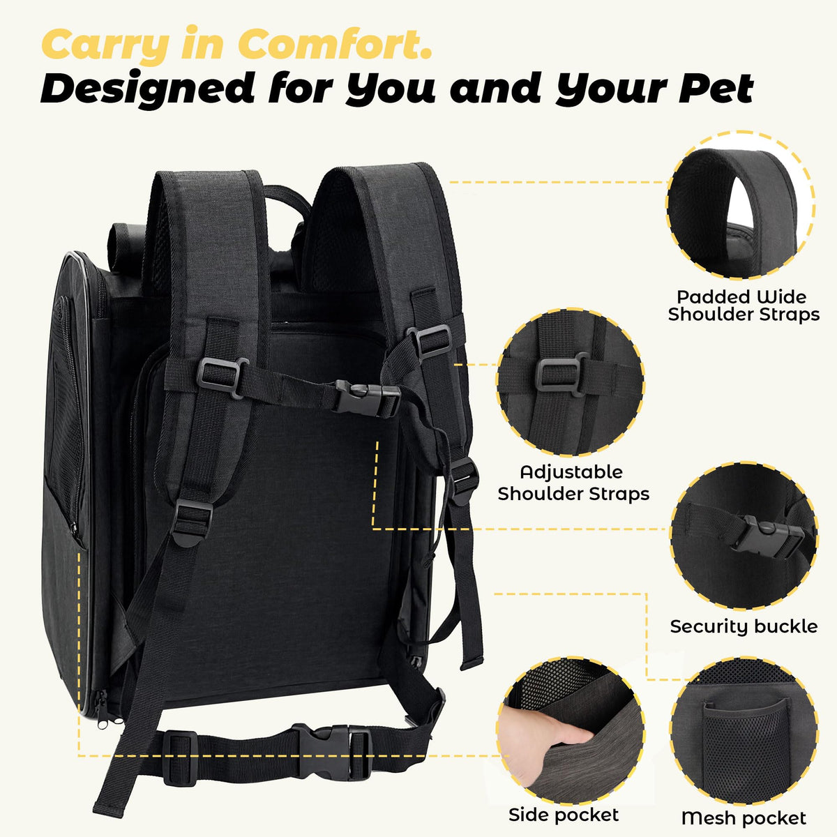 Expandable Airline Approved Cat Backpack Carrier with Breathable Mesh D44810