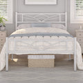 Twin Size White Metal Bed Frame with Headboard U227337