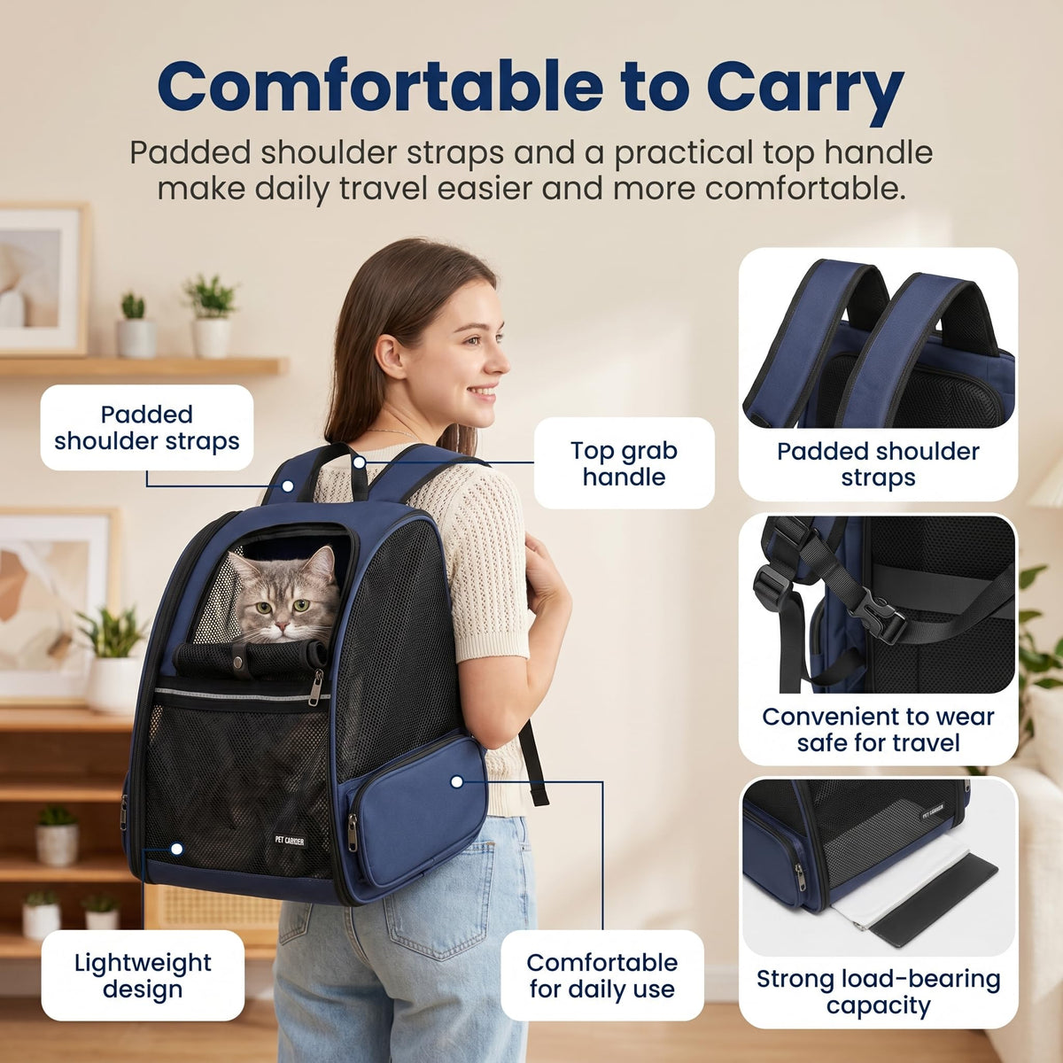 Blue Expandable Cat Carrier Backpack E8145