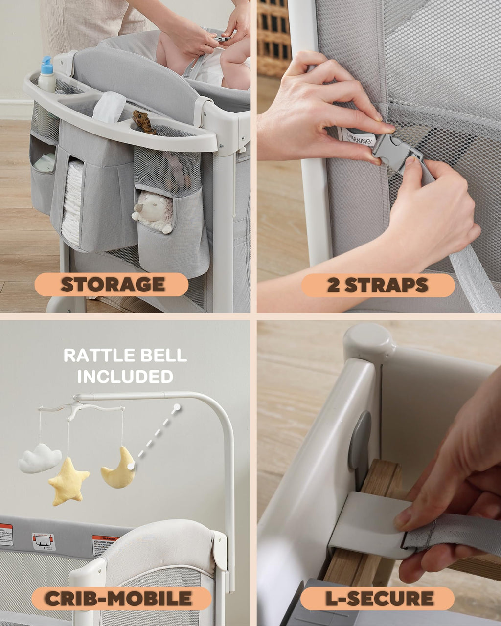 4 in 1 Baby Bassinet Bedside Sleeper S677905