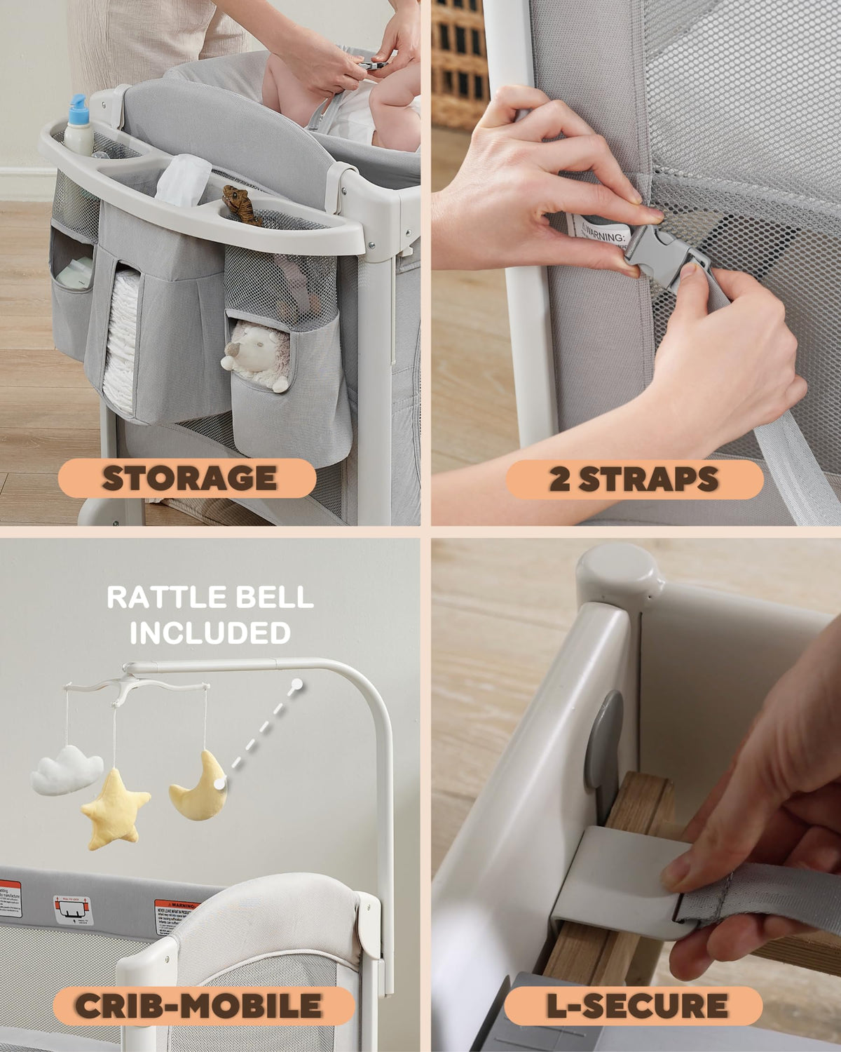 4 in 1 Baby Bassinet Bedside Sleeper S677905