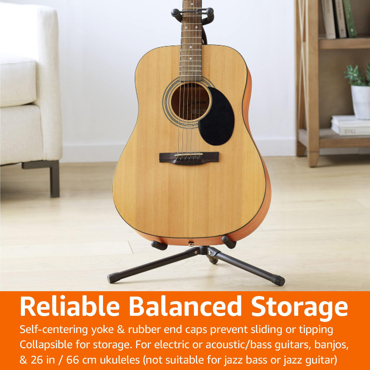 Black Height Adjustable Foldable Guitar Stand C16249