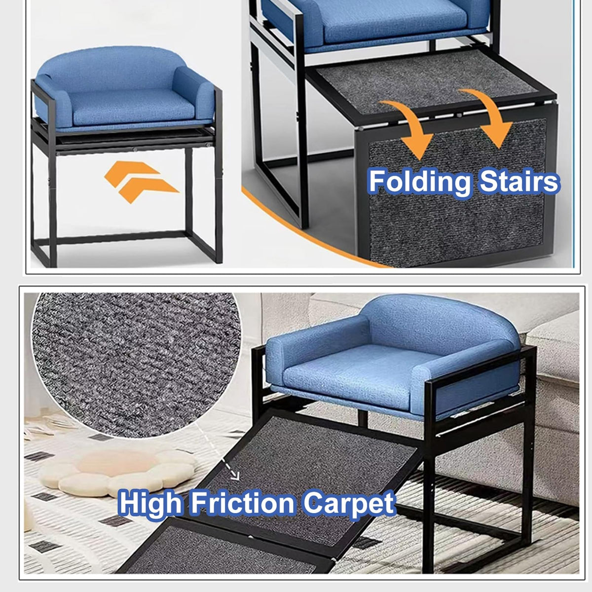 Extra Wide Non Slip Dog Stairs with Wheels B8207