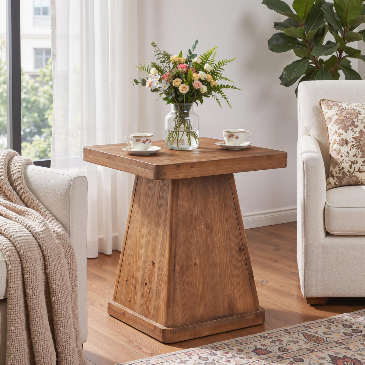 Solid Wood Side Table Set of 2 M353