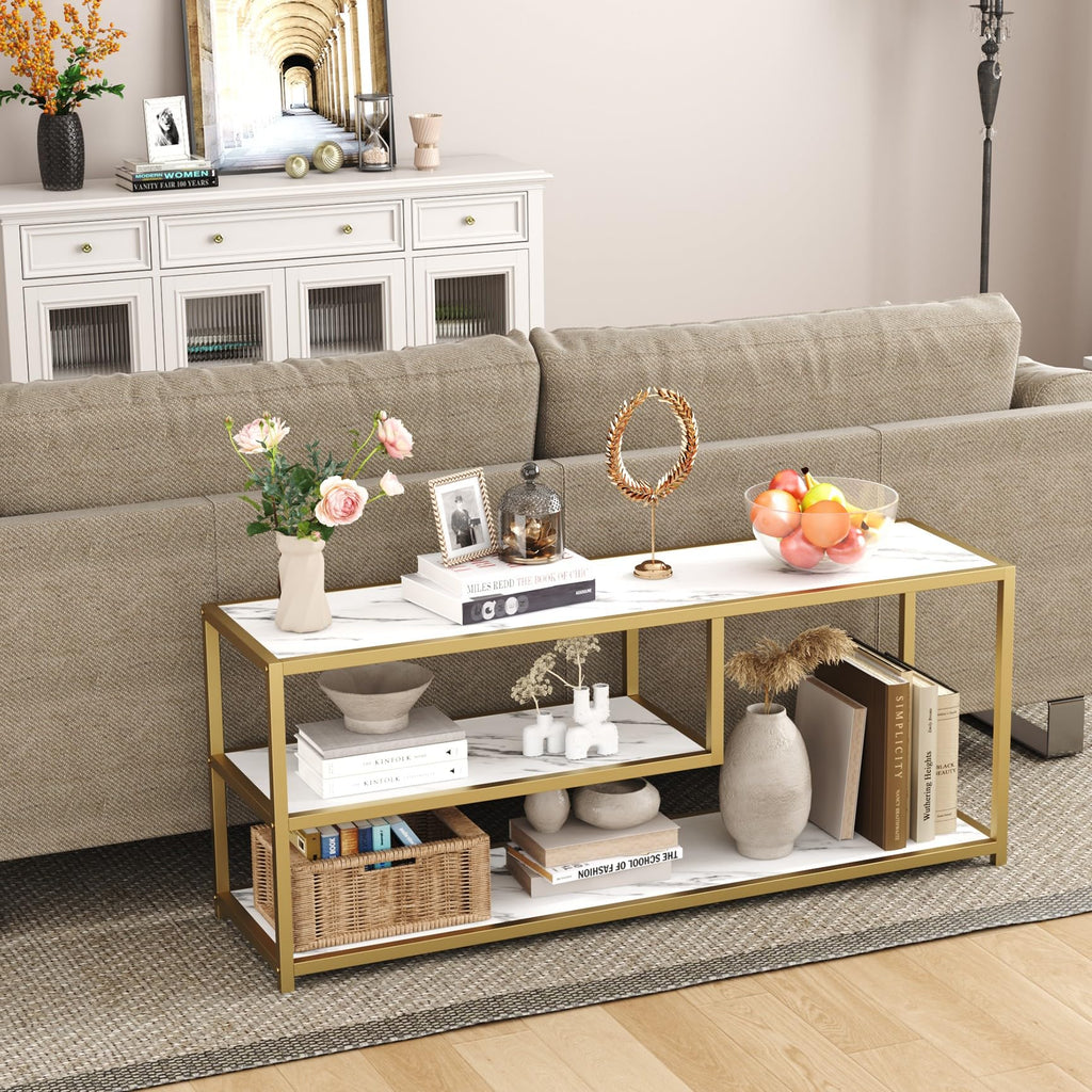 TV Stand for TVs up to 55 Inch, 3 Tier Media Console with Open Storage Shelves V762805