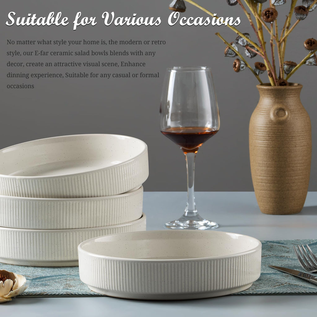 Pasta Bowls Set of 4, 35oz Ceramic, White, 8" P884