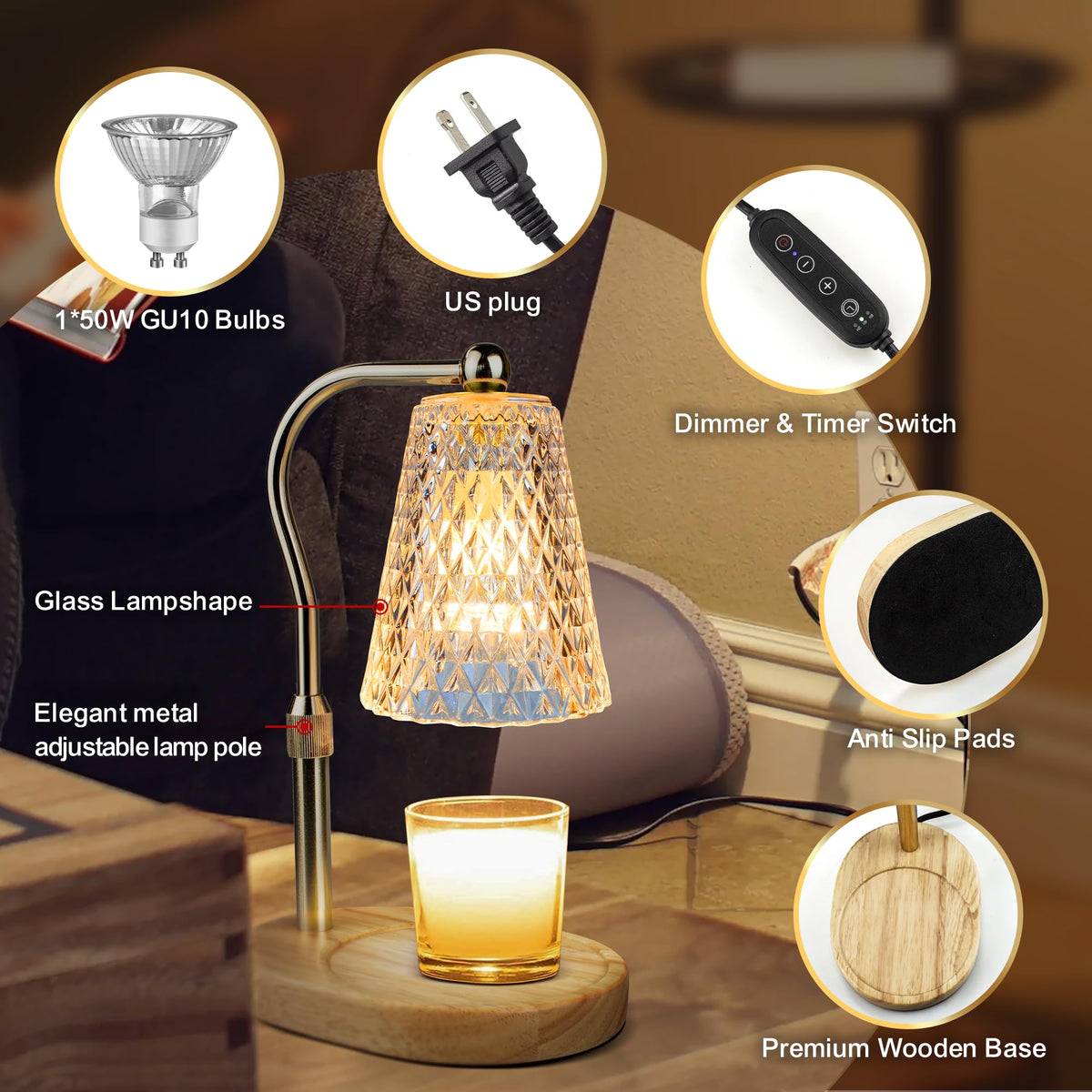 Adjustable Candle Warmer Lamp with Timer Z630