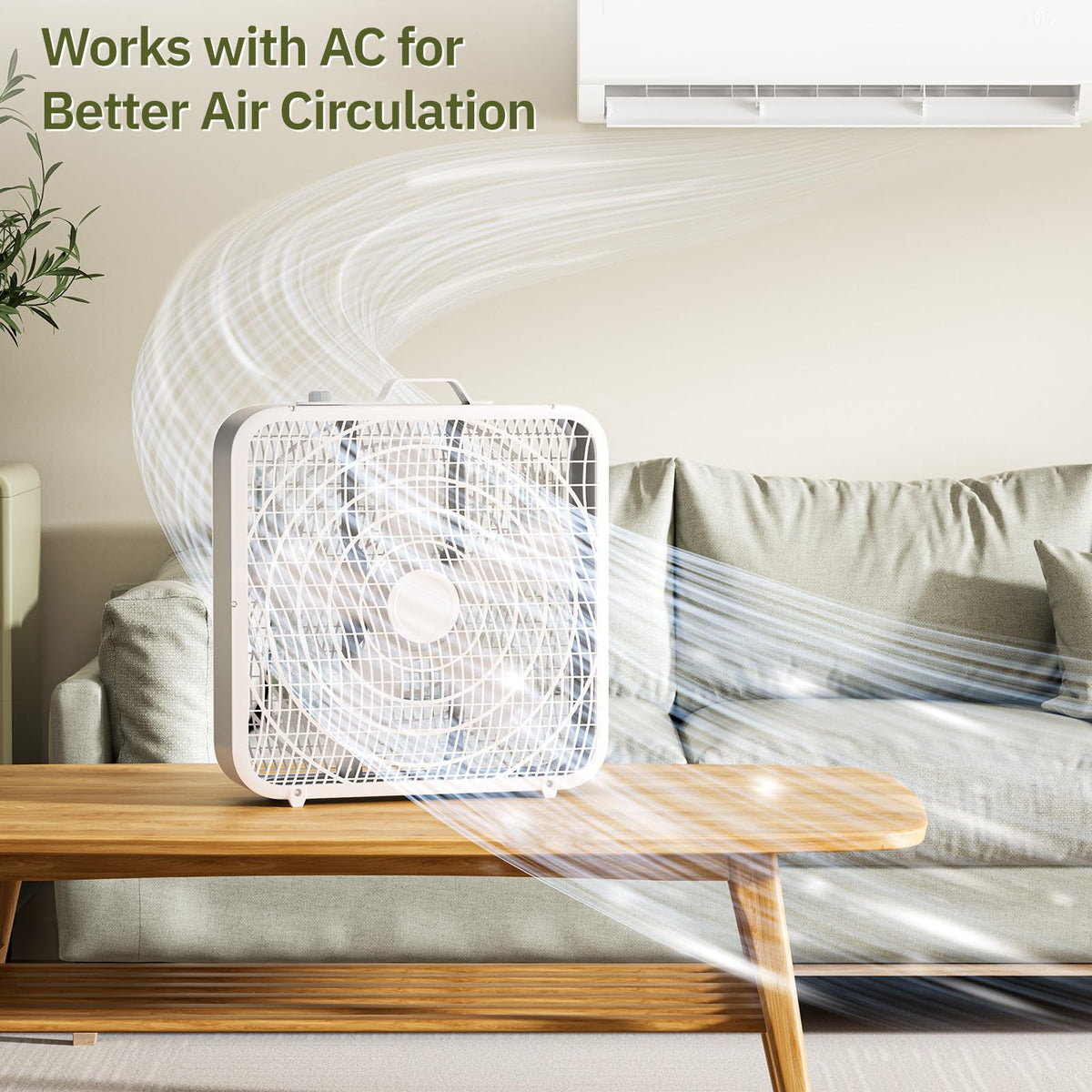 20” Box Floor Fan, 3-Speed White U779