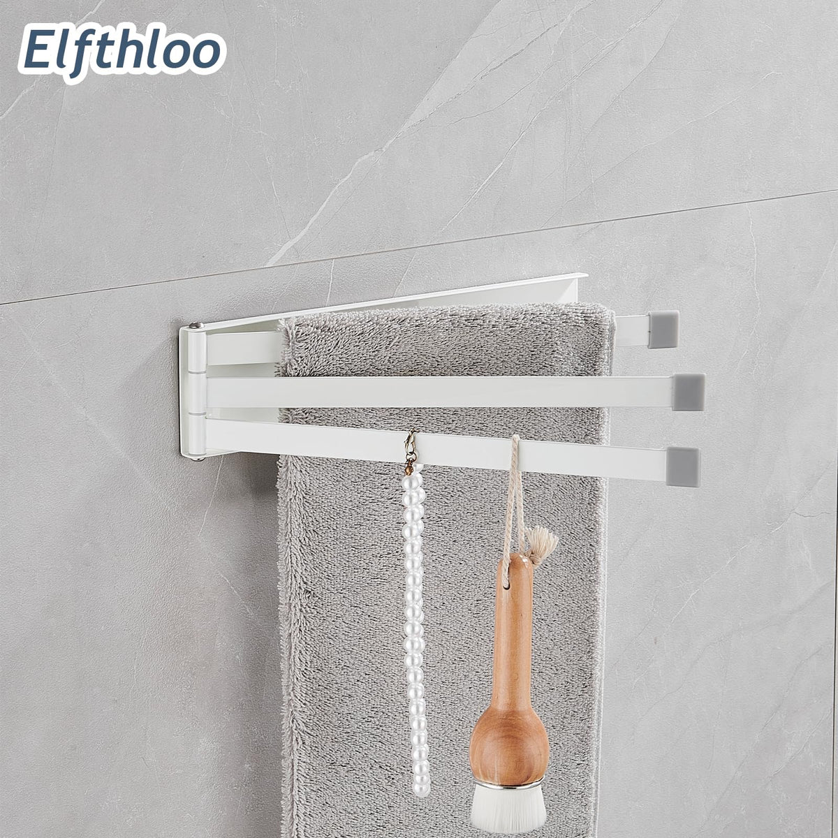 Swivel Kitchen Towel Rack 3-Arm White X481