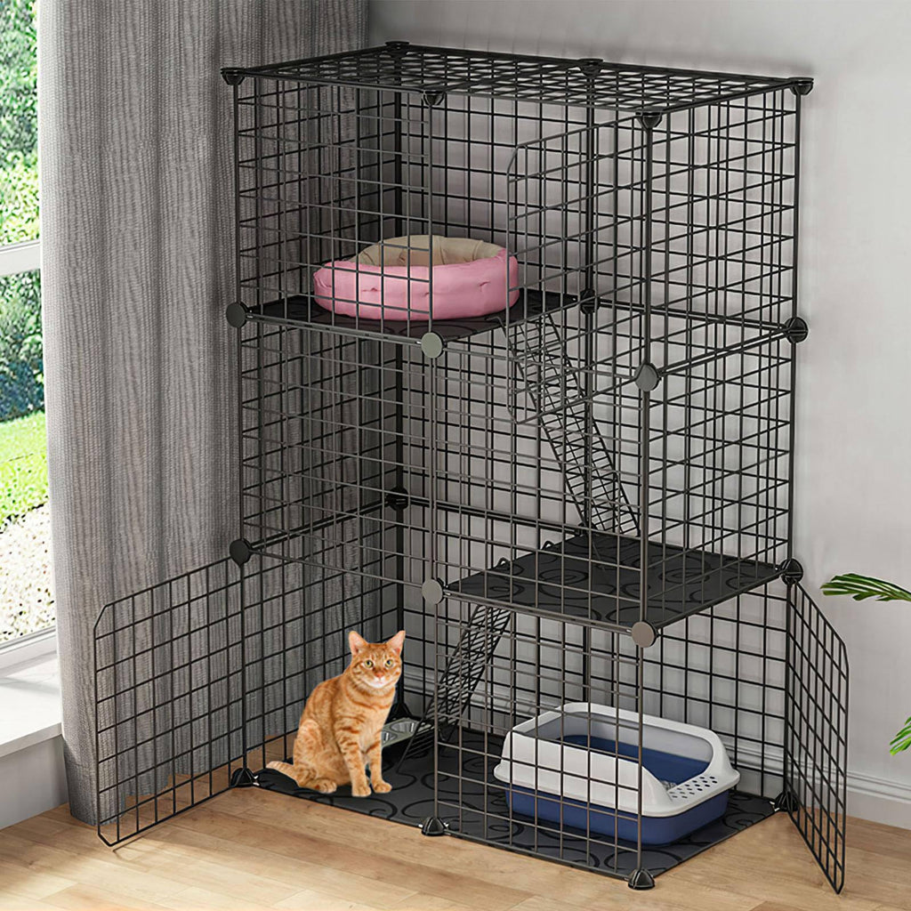3-Tier Cat Cage with 3 Doors 2 Ramp Ladders B1934