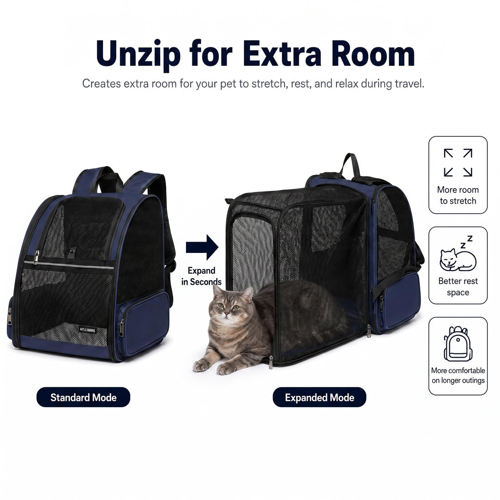 Blue Expandable Cat Carrier Backpack E8145