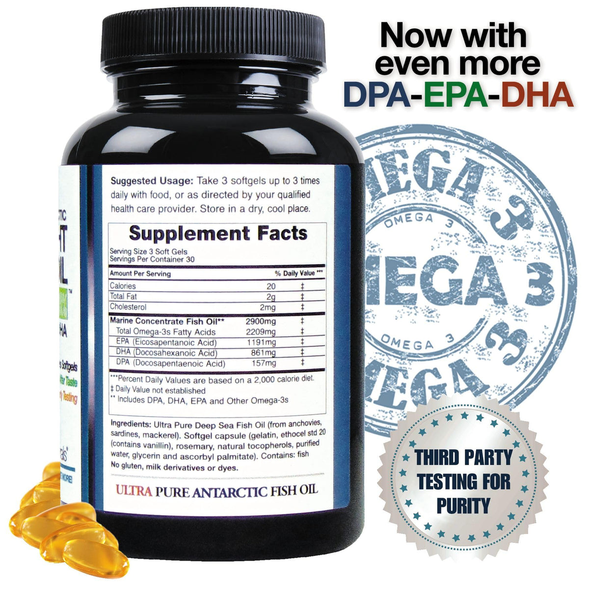 Omega-3 Fish Oil 2900 mg Softgels 90 Count V633