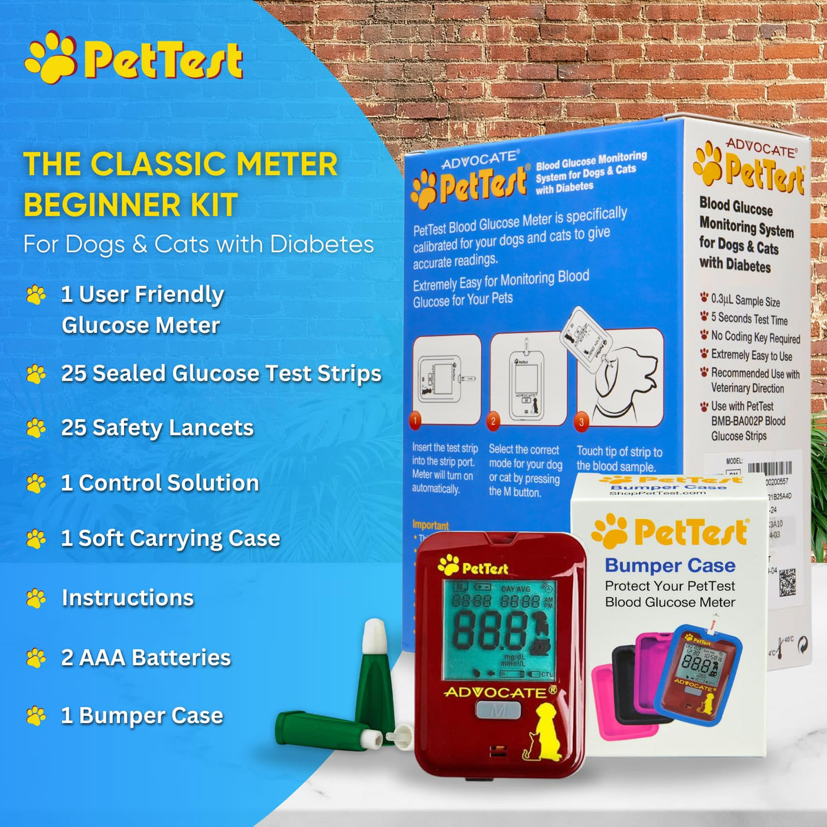Pet Glucose Monitor Kit and Pink Bumper Case X543