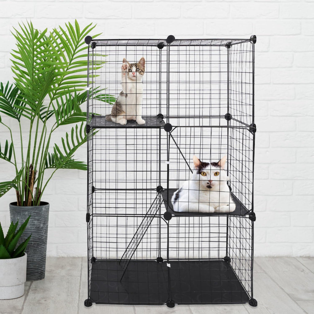 3-Tier Cat Cage with 3 Doors 2 Ramp Ladders B1934