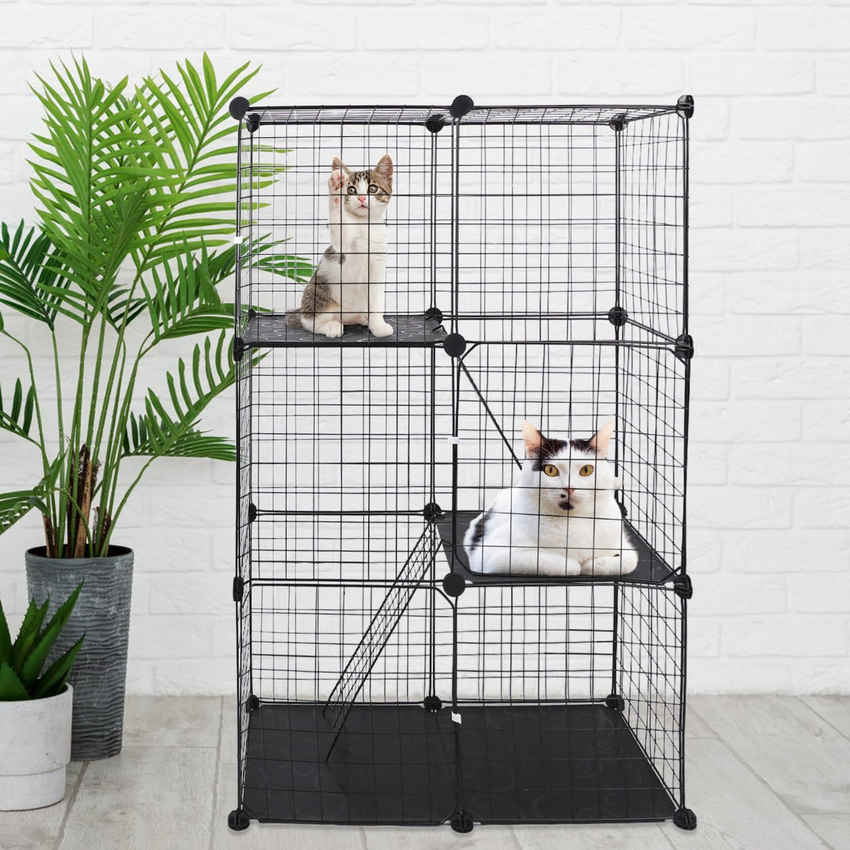 3-Tier Cat Cage with 3 Doors 2 Ramp Ladders B1934